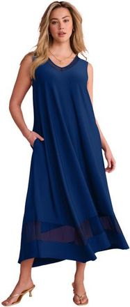 Roaman's Plus Size Stretch Knit V Neck Sleeveless Maxi Dress in Evening Blue at Nordstrom, Size 20