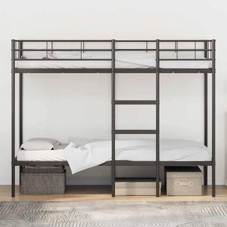 Berkfield Home Breathable Bunk Bed without Mattress Black 100x190 cm Steel