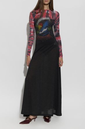 Balenciaga Dress With Print, Womens, Black
