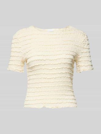 Jake*s T-Shirt mit Strukturmuster und Rundhalsausschnitt in Beige, Gr&ouml;&szlig;e XXL