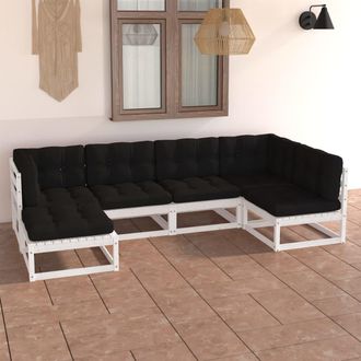 vidaXL Juego De Muebles De Jard&iacute;n 6 Pzas Y Cojines Madera Maciza Pino Vidaxl