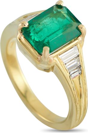 Luxury Bazaar 18K Yellow Gold 0.45ct Diamond and Emerald Ring MF16-051326