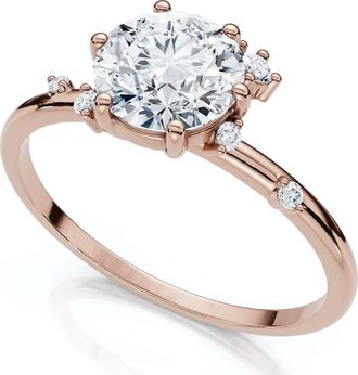 Pompeii3 1Ct Diamond Flame Engagement Ring 14k Gold Lab Grown EF/VS