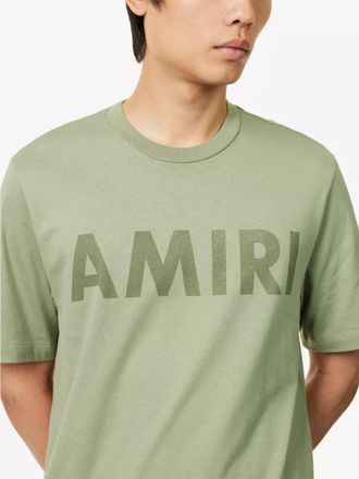 Amiri Mens Logo Printed T-Shirt in Green