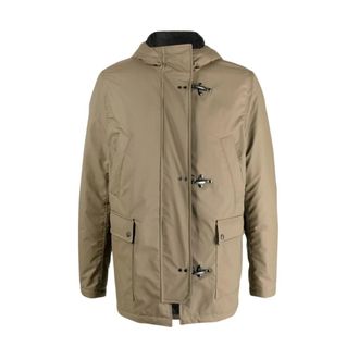 Fay Padded 3-Hook Parka with Hood - male - Fay - Light Jackets - Brown - L - Jackets