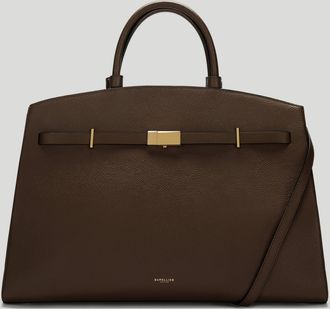 DeMellier The Hudson in Mocha Small Grain Leather Tote & Work bag
