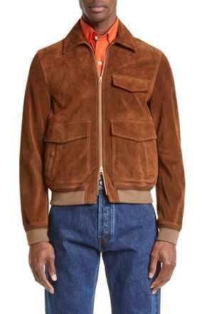 Drake's A2 Suede Bomber Jacket in Brown 300 at Nordstrom, Size 38