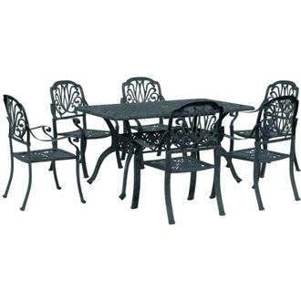 vidaXL vidaXL Set da Pranzo da Giardino 7 pz Verde in Alluminio Pressofuso