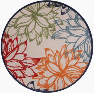 Sanat Hali Teppich »Floral 2 Outdoor« rund 6 mm Höhe In- und Outdoor geeignet, florales Design, Balkon, Terasse