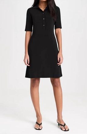 Vince Elbow Sleeve Mini Polo Dress In Black