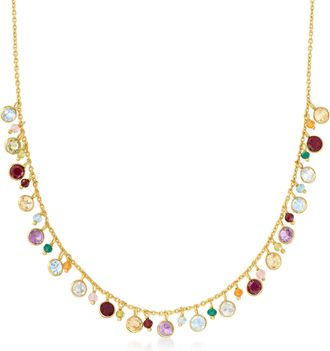 Ross-Simons Multi-Gemstone Necklace in 18kt Gold Over Sterling