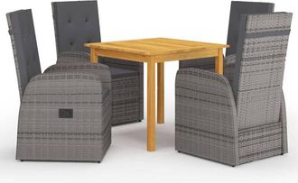 vidaXL Juego De Comedor Para Jard&iacute;n 5 Piezas Gris Vidaxl