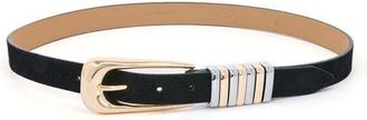 Ettika Two-Tone Keeper Leather Belt in Black And Gold at Nordstrom, Size X-Small