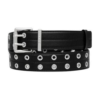 Ganni Double Eyelet Belt - Dames - Riemen - Zwart - M/L - Leer - Accessoires