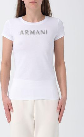 A|X Armani Exchange T-shirt in cotone con logo di strass