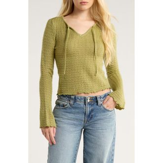 PacSun Diana Pointelle Sweater in Moss at Nordstrom Rack, Size X-Small