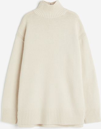 H&M Oversized Rollkragenpullover - Hellbeige