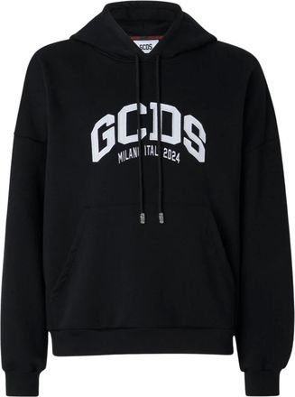 GCDS Gcds, Hoodies & sweatvesten, Dames, Zwart, S, Katoen, Logo Lounge 2024 Hoodie