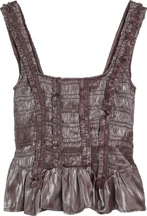 Damson Madder Raphi Shirred Pearlescent top - Purple - 16 (UK16 / XL)