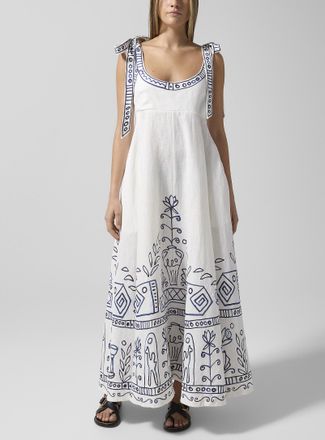 Alemais Womens Leela blue pattern pure linen dress