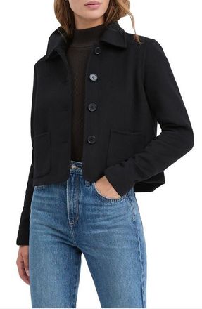 Favorite Daughter The Annabel Crop Wool Blend Jacket in Black at Nordstrom, Size X-Large