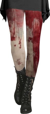 Generic Ladies Halloween Leggings Scary Blood Stained Graphic Yoga Pants Tummy Control High Waisted Leggings Casual Funny Gift Pants Celebration Tights Bottom