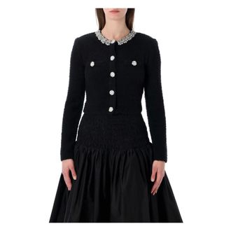 Self Portrait Crystal Button Cardigan - female - Self Portrait - Cardigans - Black - M - Knitwear