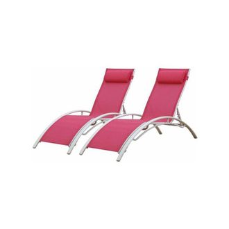 Happy Garden Happy Garden - Set di 2 sedie a sdraio galapagos in textilene rosa - alluminio bianco