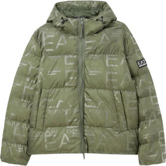 Emporio Armani Emporio Armani Ea7, Jassen, Heren, Groen, S, Polyester, Gewatteerde jas met capuchon