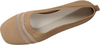 Generic Flat Shoes for Women Knit Ballet Flats Stylish Breathable Lightweight Comfortable Casual Slip On Dressy Shoes Work Office Leisure Khaki