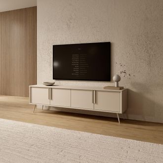 Dmora Mueble Para Tv Kalorile, Un Estante, 4 Puertas, Con Patas, 187x40x83h Cm Beige Cashmere