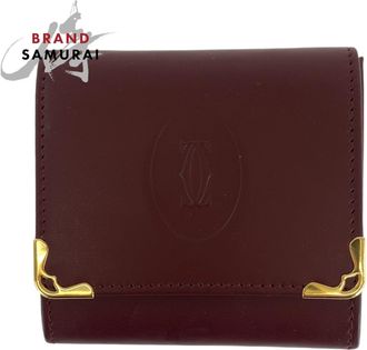 Cartier Bordeaux Wine Red Leather Coin Purse/Coin Case (Pre-Owned)