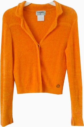 Chanel Orange Textured Knit Jacket Size XS