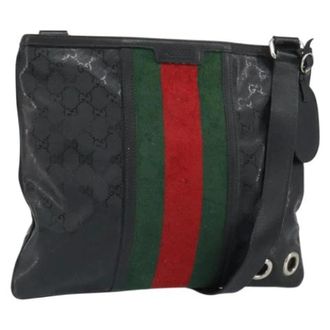 Gucci Vintage, unisex, Zwart, ONE Size, Leer, Pre-owned GG Implementation Web Sherry Line Bag