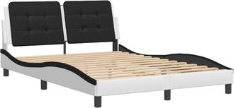 vidaXL Vidaxl - Estructura Cama Cabecero Cuero Sint&eacute;tico Blanco Negro 140x200cm