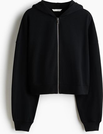 H&M Kurze Hoodiejacke - Schwarz