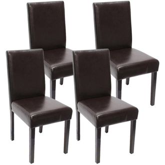 Hhg Set 4x sedie Littau ecopelle soggiorno cucina sala da pranzo 43x56x90cm marrone piedi scuri