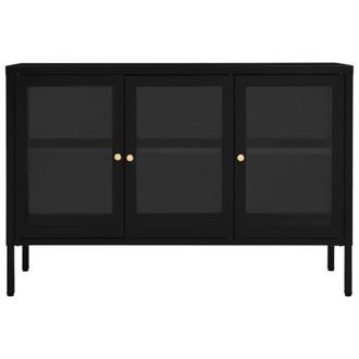 Berkfield Home Sideboard Black 105x35x70 cm Steel & Glass | Size: 105 x 35 x 70 cm
