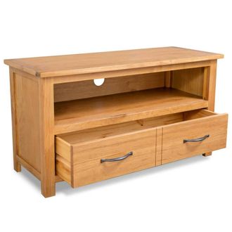 Berkfield Home TV Cabinet 90x35x48 cm Solid Oak Wood in Brown | Size: 90 x 35 x 48 cm
