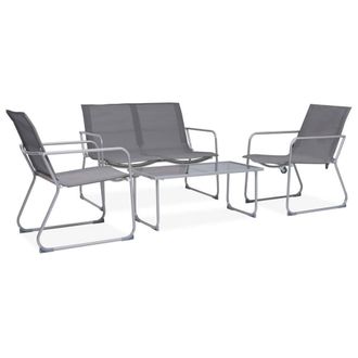 Berkfield Home 4 Piece Garden Lounge Set Fabric & Steel Grey