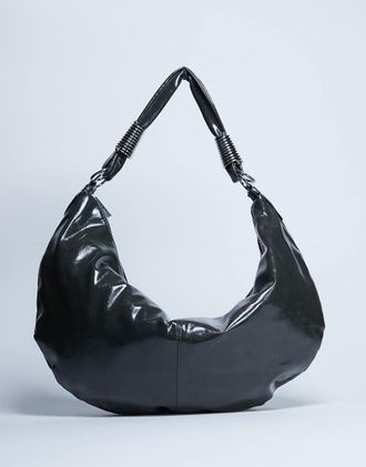 Topshop Sloane - Borsa da spalla arrotondata kaki intenso con dettagli in metallo-Verde