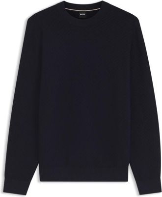 BOSS Regular-fit sweater in diagonal-structured cotton