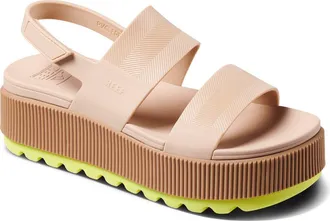 Reef Water Vista Platform Slingback Sandal in Sand Lime at Nordstrom, Size 11