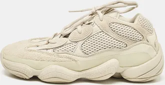 adidas Grey/White Suede and Mesh Yeezy 500 blush Sneakers Size 401/3