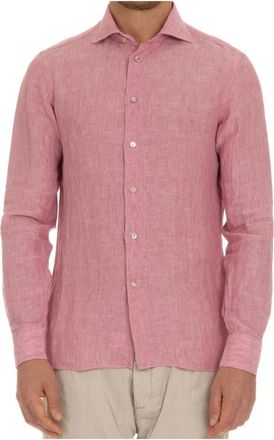 Borriello Casual Overhemden - Heren - Casual Overhemden - Roze - 2XL - Leer - Overhemden