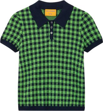 Guest In Residence Gingham Check Shrunken Polo with Contrast Trims