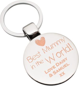 Generic Personalised with Names Best Mummy in the World, Mothers Day Design Engraved Round Keyring Presented in an Organza Bag