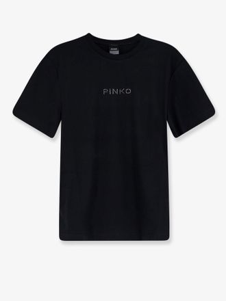 Pinko T-shirt in cotone con logo lettering frontale - PINKO - gender_Woman