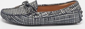 Tod's Tods Silver/black Textured Suede Bow Loafers