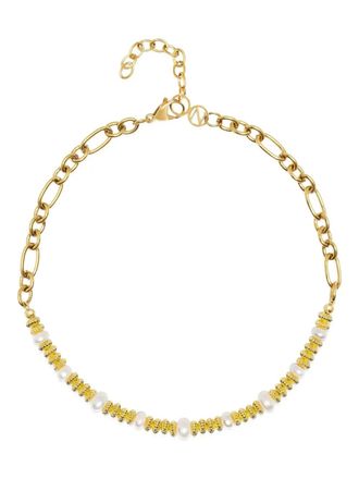 Nialaya 18K yellow gold pearl-embellished chain choker - women - 18kt Gold/stainless steel - One Size